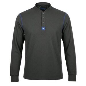 Choko Authentics Snap-On Tools Mens Large Henley Shirt Grey Blue Contrast Stitch